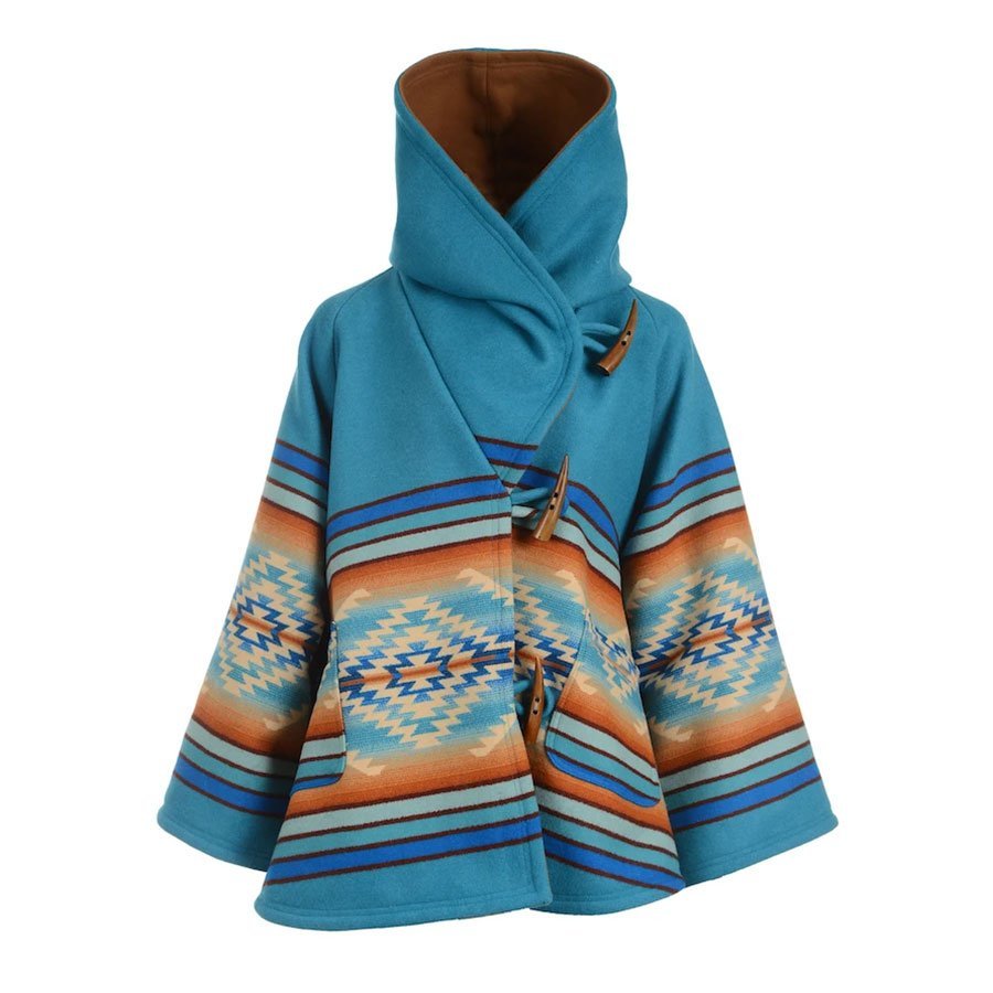 Yellowstone-Beth-Dutton-Blue-Blanket-Hoodie-Coat-Front